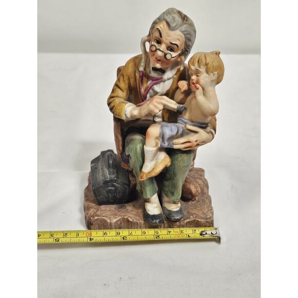 Vintage George Z. Lefton Porcelain Bisque Figurine - Country Doctor Examines Boy - Picture 9 of 10